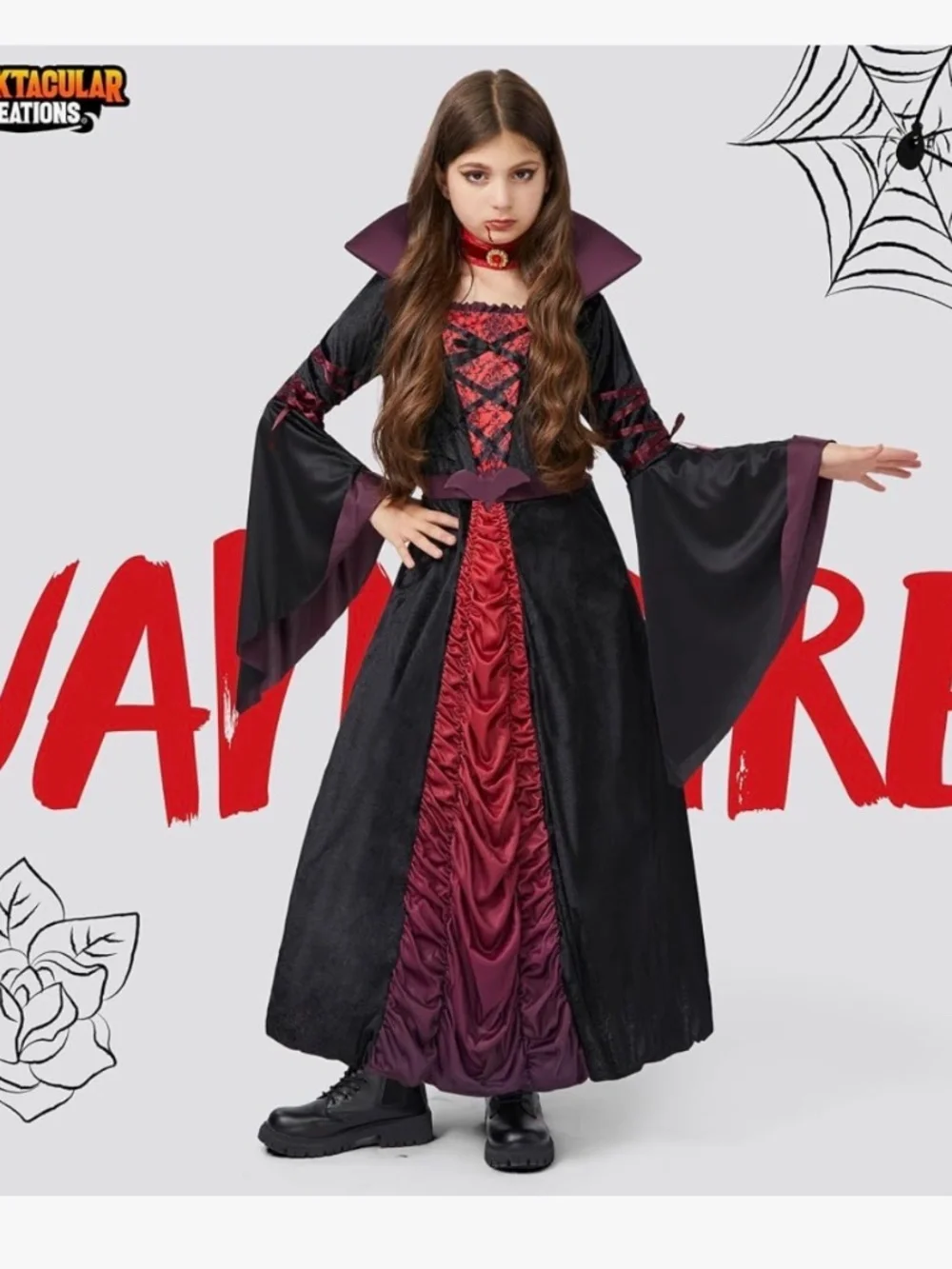 Spooktacular Creations Halloween Girls Royal Vampire Costume Sz XL